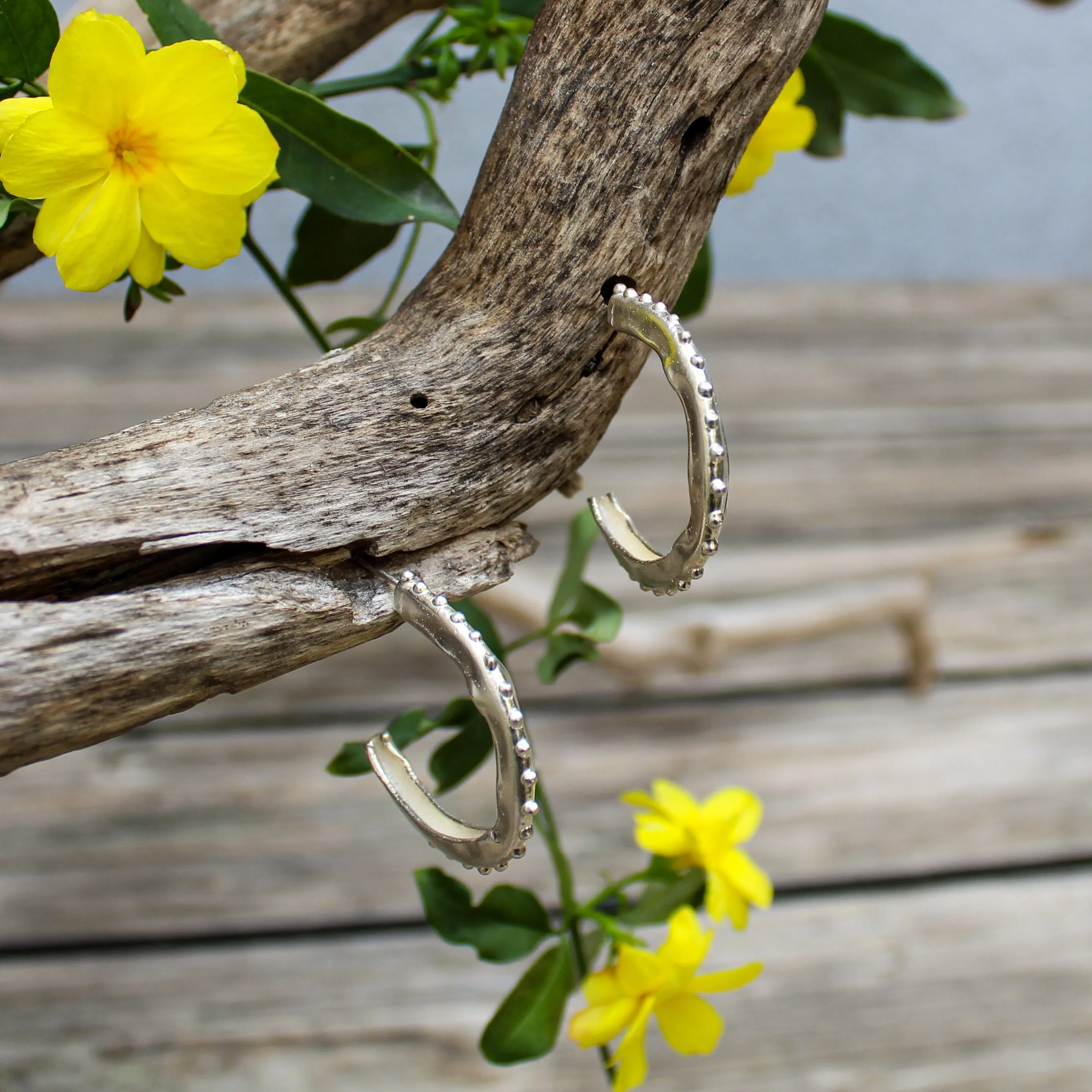 Sterling Silver Hoop Earrings "Dotted"