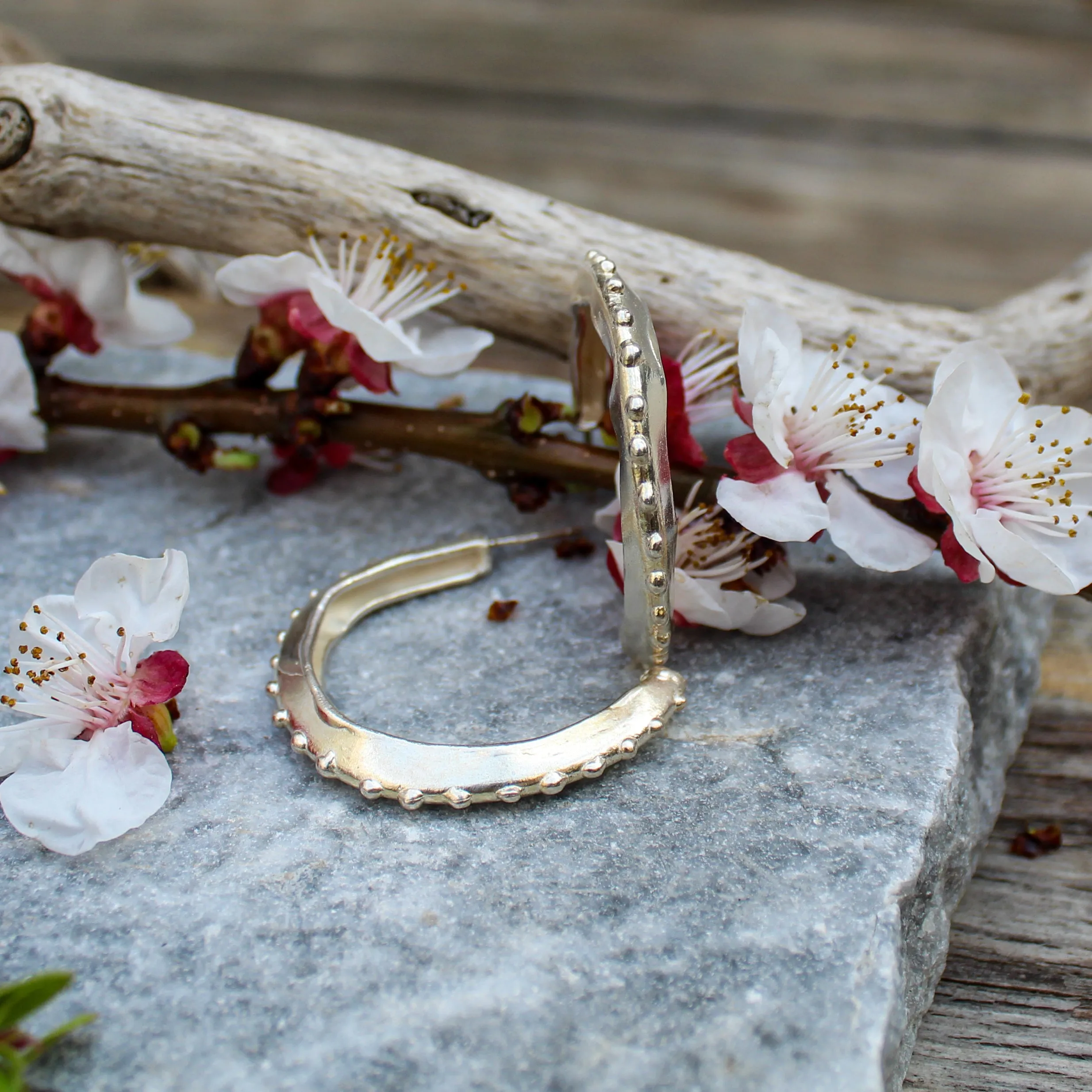 Sterling Silver Hoop Earrings "Dotted"