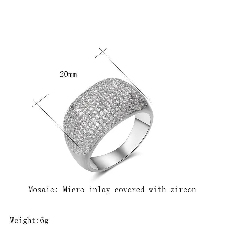 Sterling Silver Micro-Pave Dome Wedding Band Ring