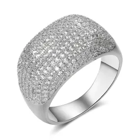 Sterling Silver Micro-Pave Dome Wedding Band Ring