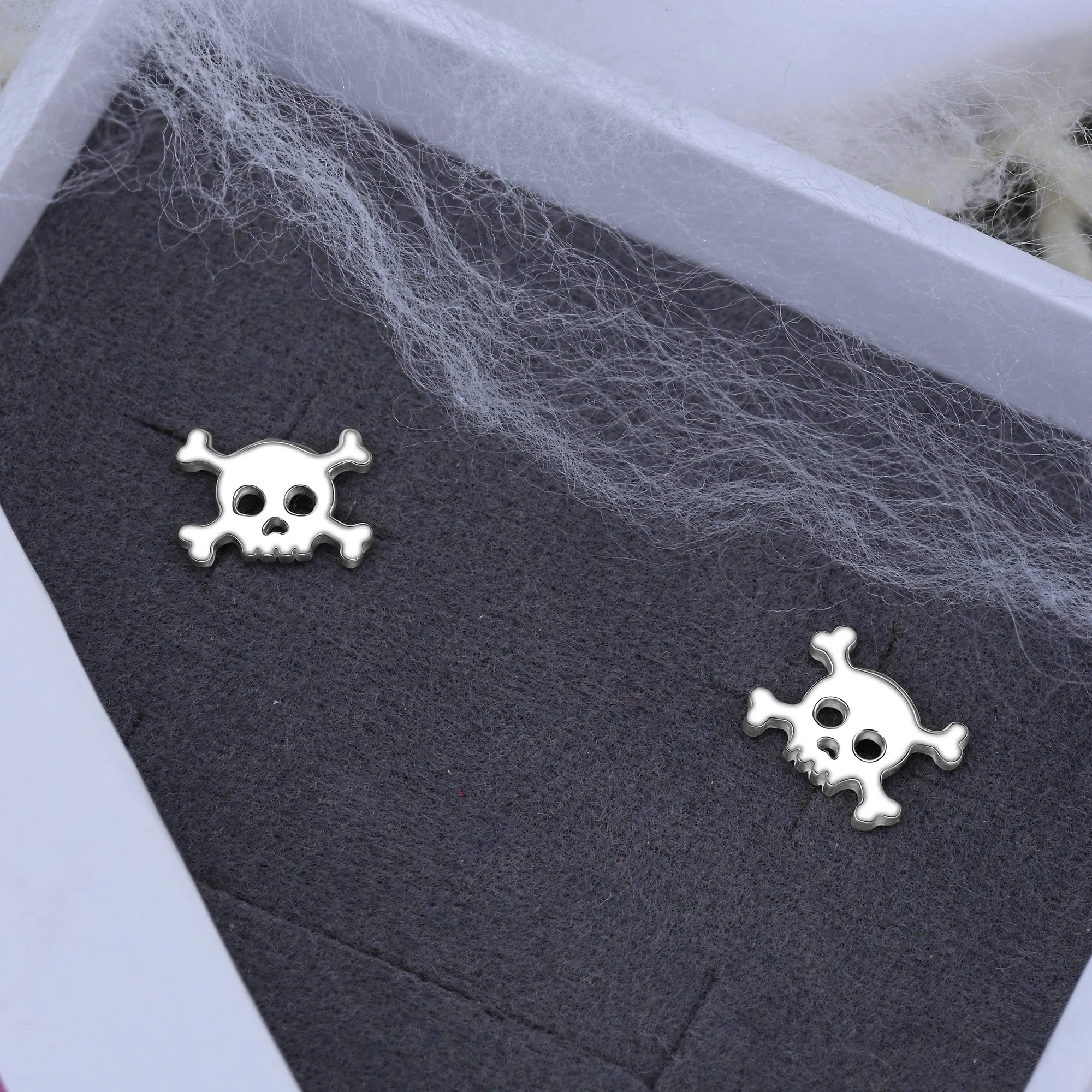 Sterling Silver Pirate Skull Stud Earrings