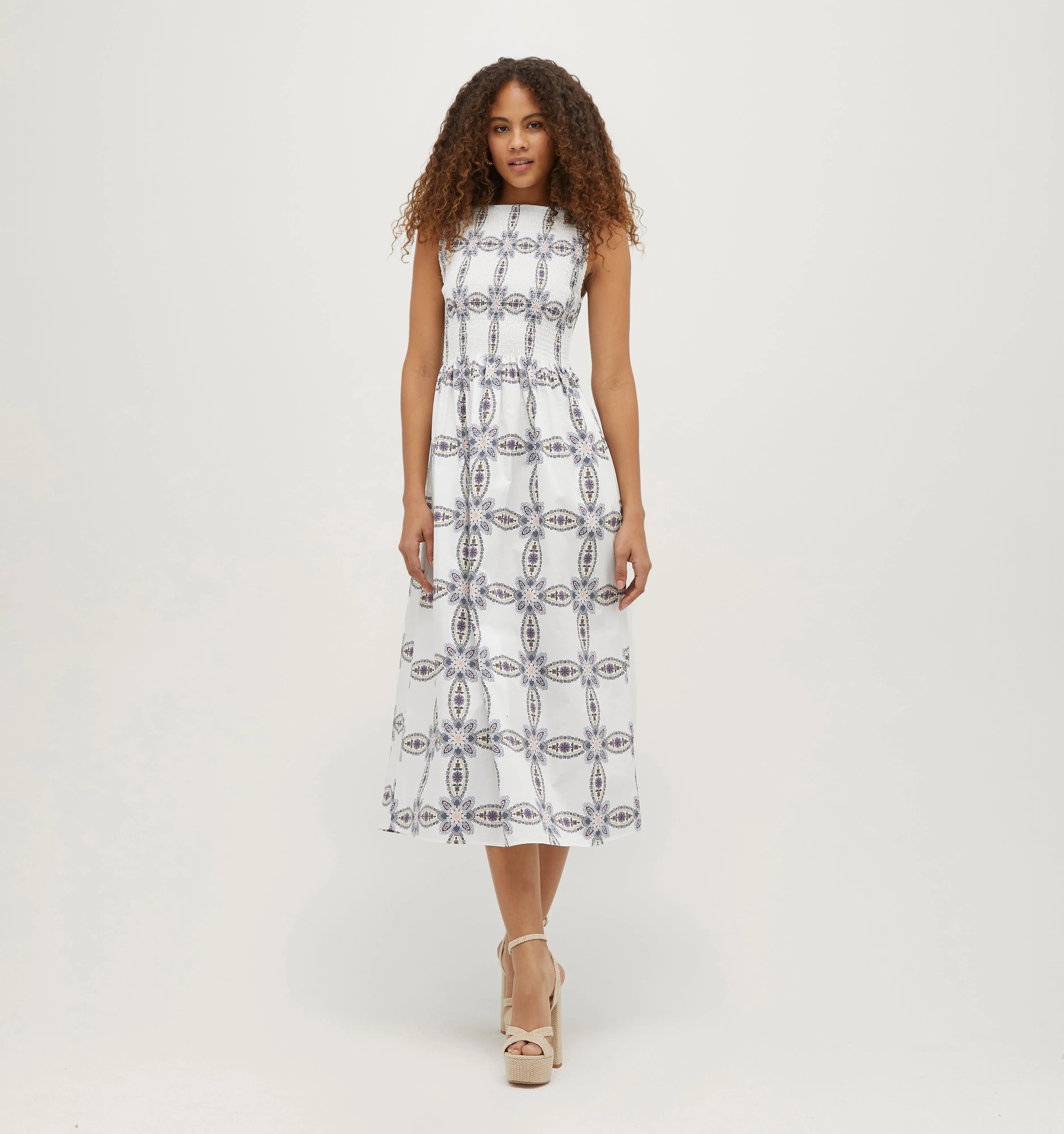 The Cosima Nap Dress - Marseille Geo Cotton Sateen