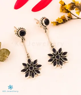 The Shwetala Silver Gemstone Earrings (Dark blue)