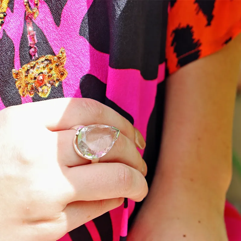 Tiff Clear Quartz Inclusions Ring