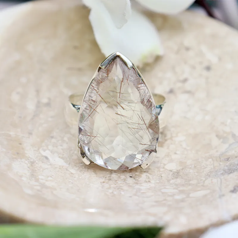 Tiff Clear Quartz Inclusions Ring