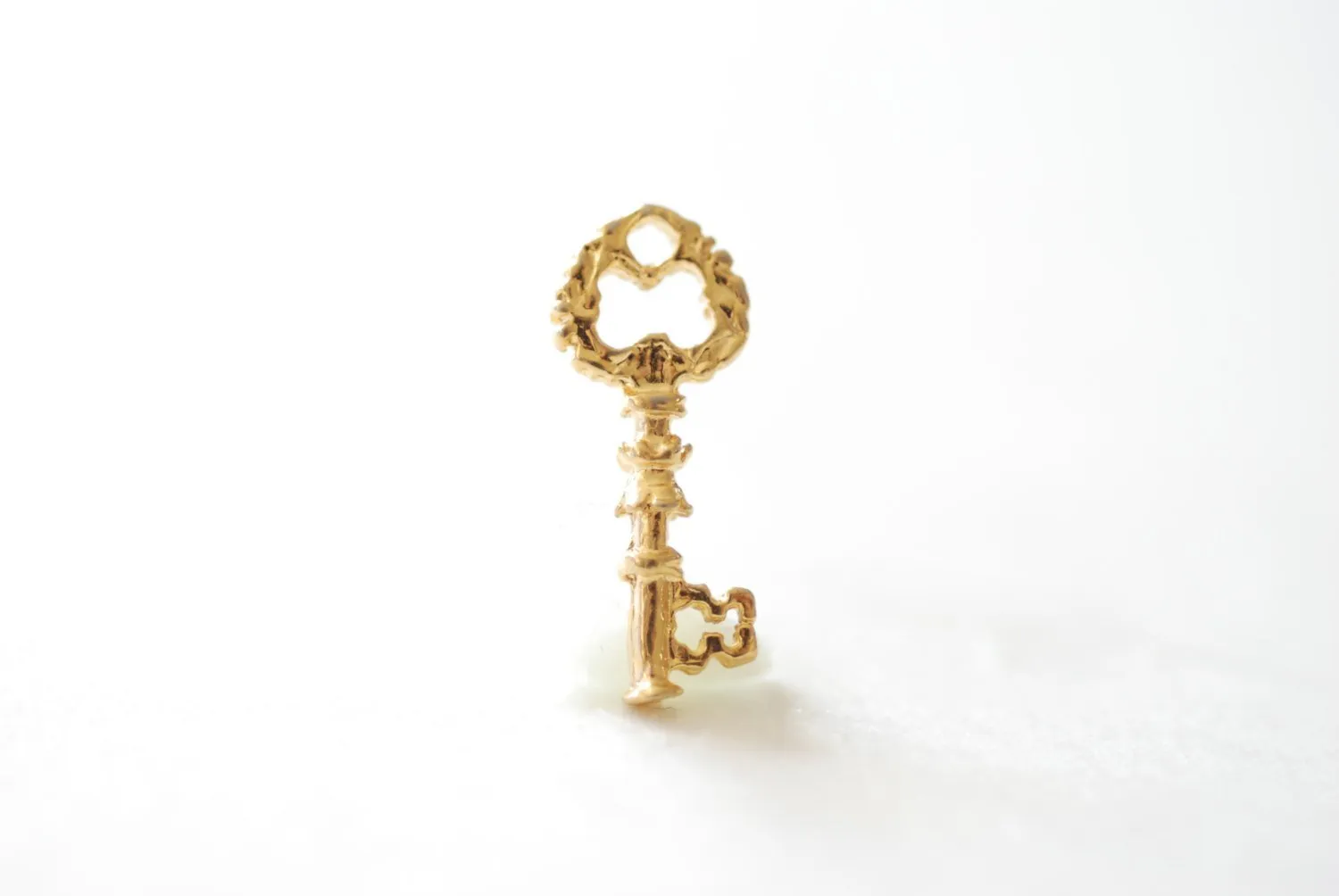 Vermeil Gold Shiny Key Charm Pendant- 18k gold plated over sterling silver charm, Key to my heart charm, Gold Lock and Key Charm Pendant,109