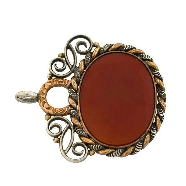 Victorian Mixed Metals Carved Carnelian Intaglio Fob/Pendant