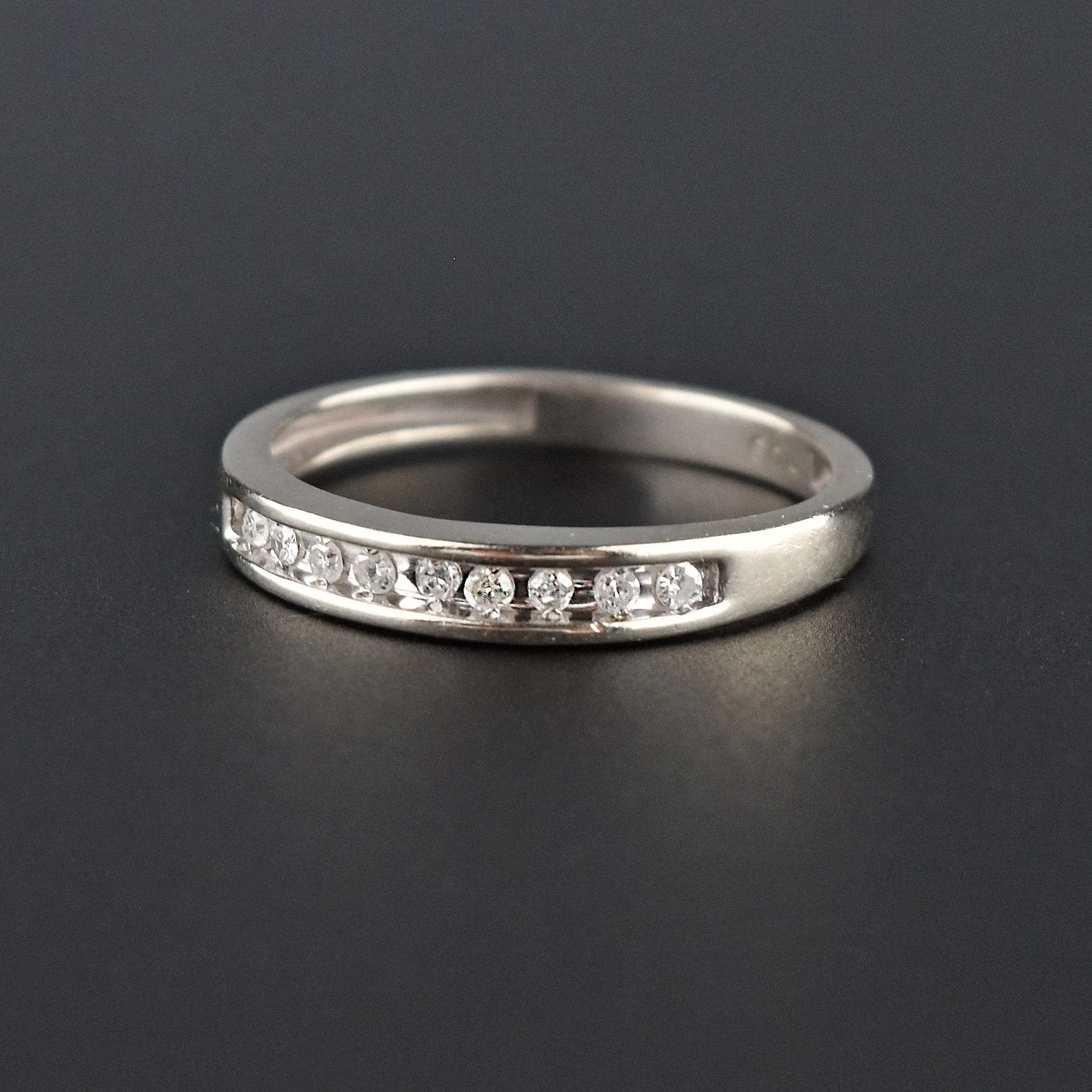 Vintage 10K White Gold Diamond Half Eternity Band Ring