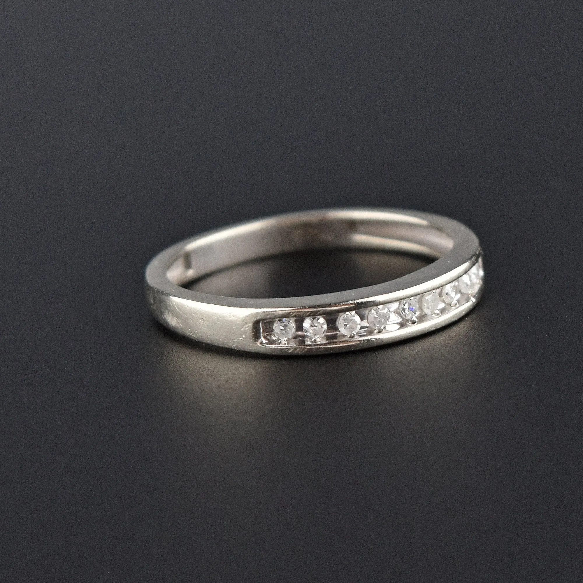 Vintage 10K White Gold Diamond Half Eternity Band Ring