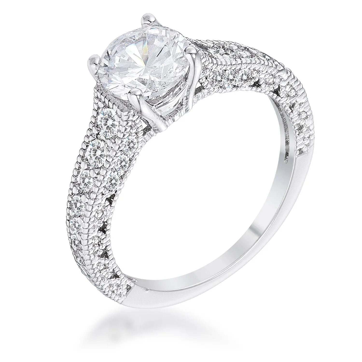 WildKlass 1.55Ct Antique Rhodium Plated CZ Pave Engagement Ring