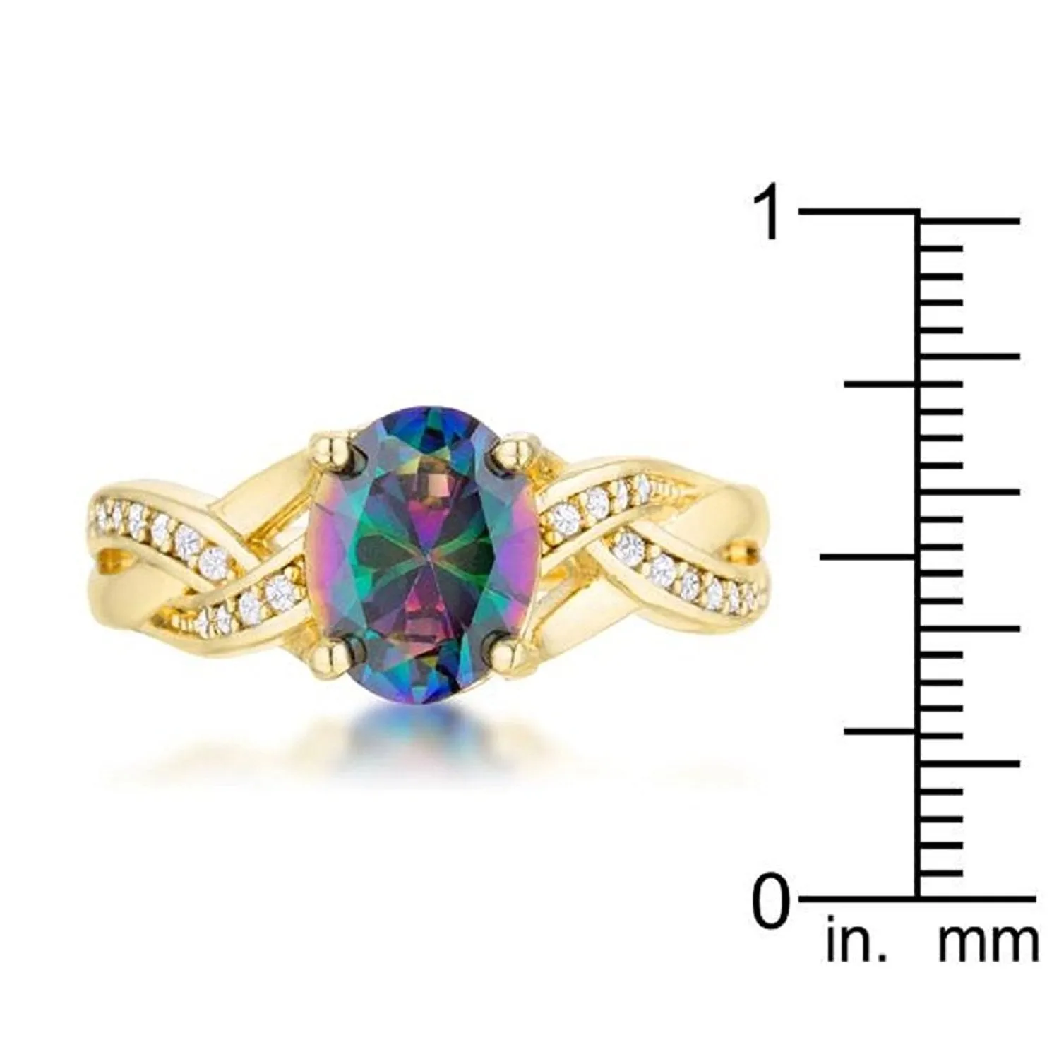 WildKlass 2ct Mystic CZ 14k Gold Plated Classic Oval Ring