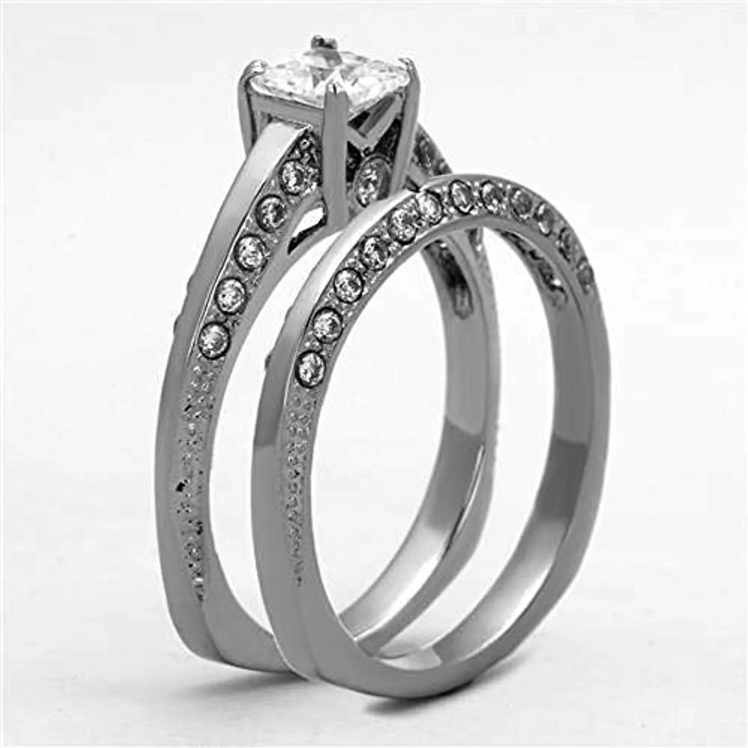 WildKlass Stainless Steel Wedding Ring High Polished (no Plating) Women AAA Grade CZ Clear